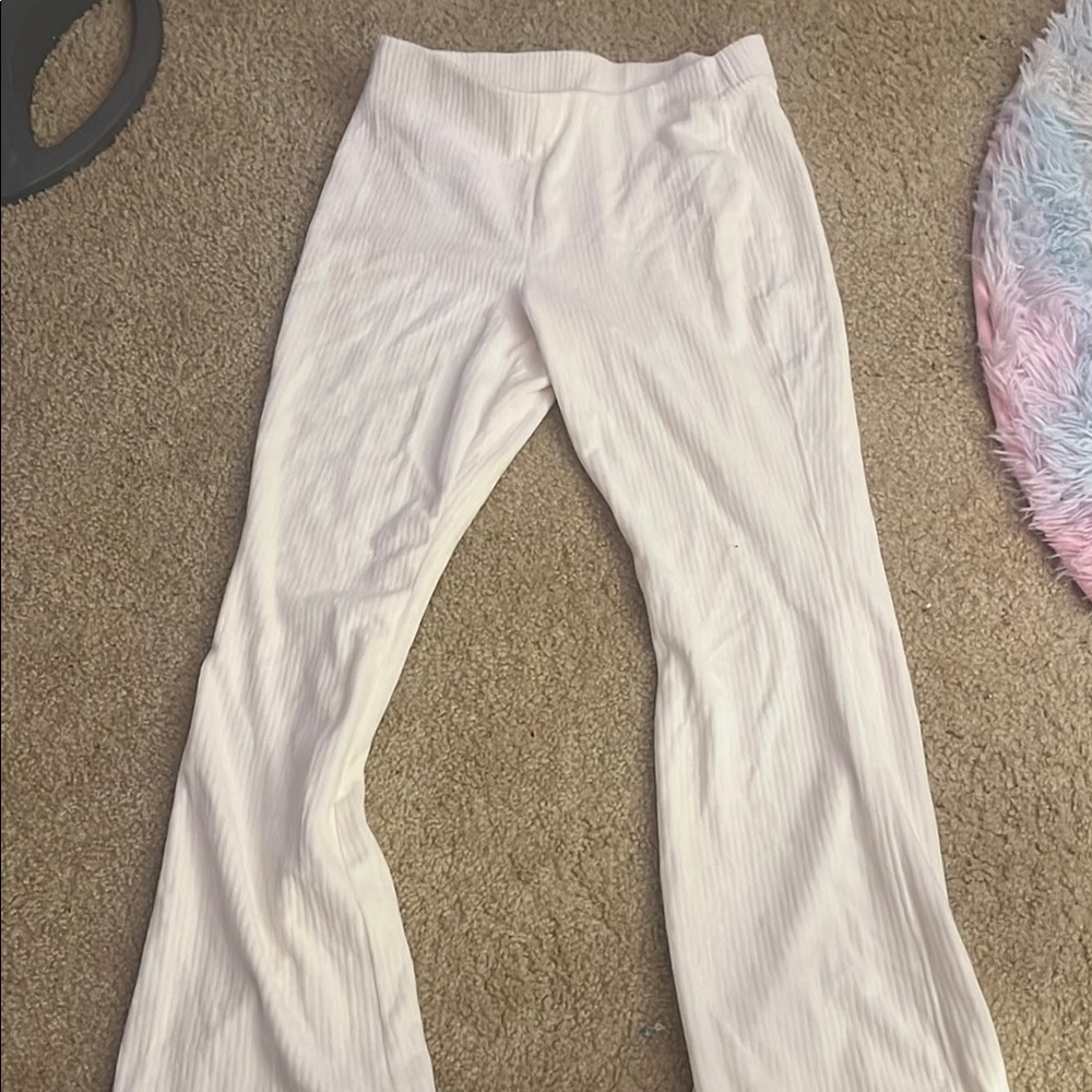 White Ribbed Pants
